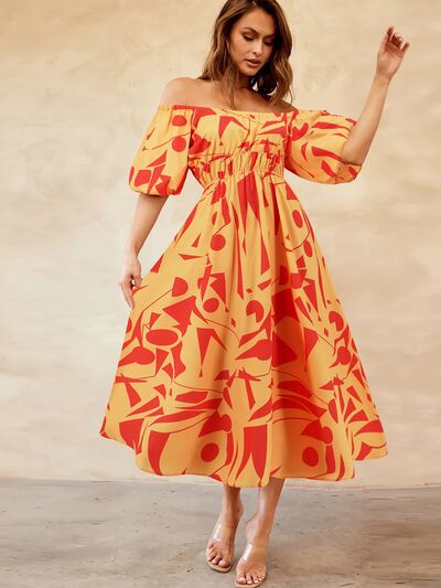 Peggy Printed Off-Shoulder Balloon Sleeve Dress | 4 Colors