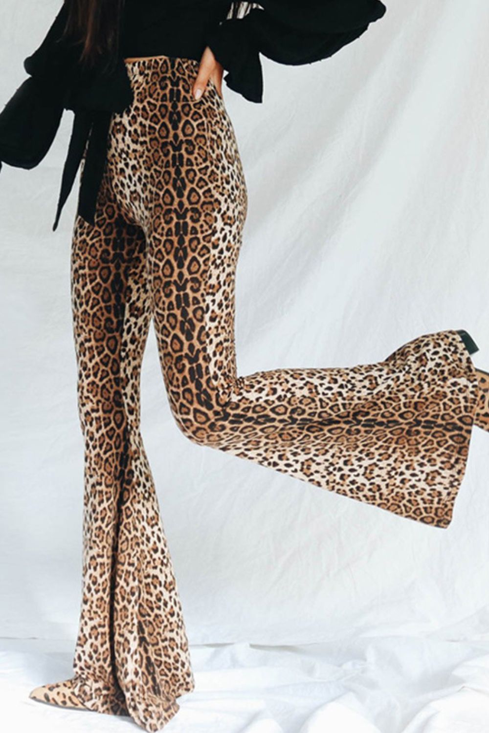 Prowling In Leopard Print Flared Pants