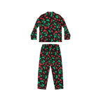 Pajama Game in Black Cherry Girl Satin 2 Piece Button Up PJ Set