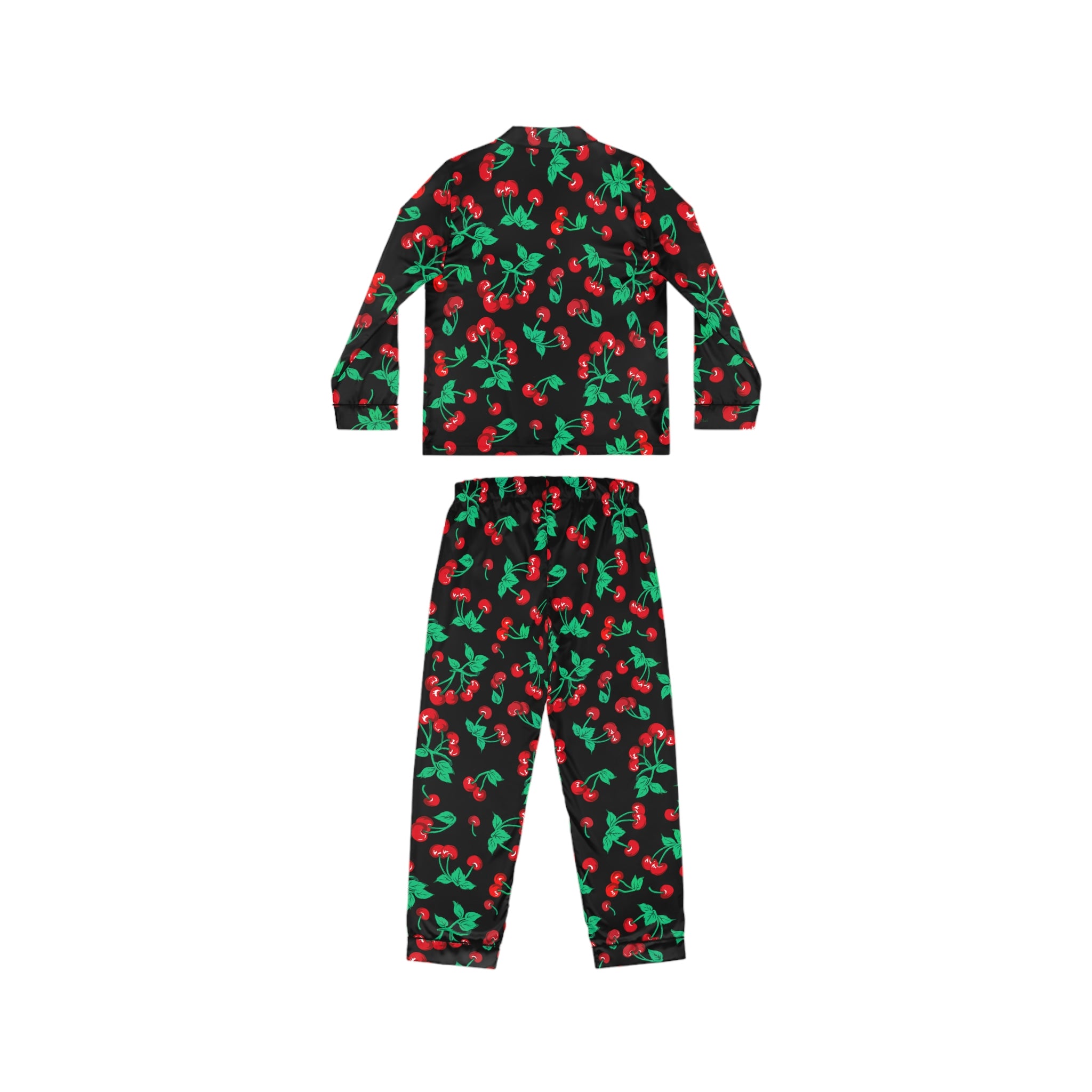 Pajama Game in Black Cherry Girl Satin 2 Piece Button Up PJ Set