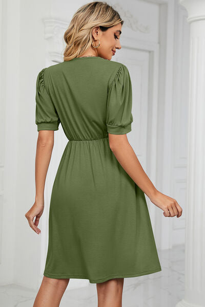 Calipso V-Neck Puff Sleeve Dress | 8 Colors