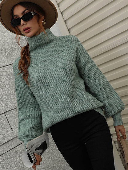 In The Thick Of It Rib-Knit Pullover Sweater in Tan, Black, White, Cream, Gray, or Green