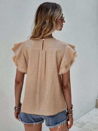 Freya Ruffled Cap Sleeve Round Neck Blouse | 4 Colors