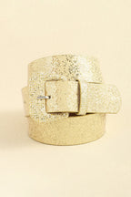 All The Rock Stars 70s Glam PU Leather Glitter Belt in Black, Gold, and Silver