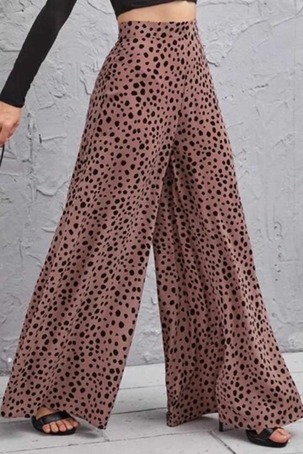 Dottie Animal Print High-Rise 40's Palazzo Pants in Olive or Mauve