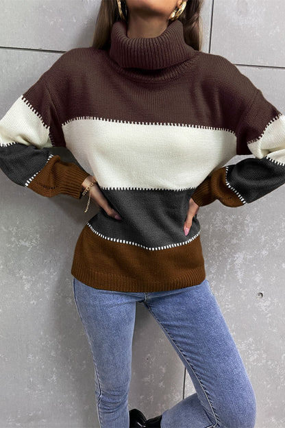 Karen Turtleneck Sweater with Billowing Lantern Sleeve | 4 Colors