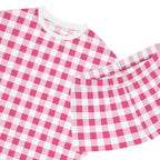 TGIF Sleepover PJs in Everything Nice Pink Gingham Tee & Pajama Shorts-Set