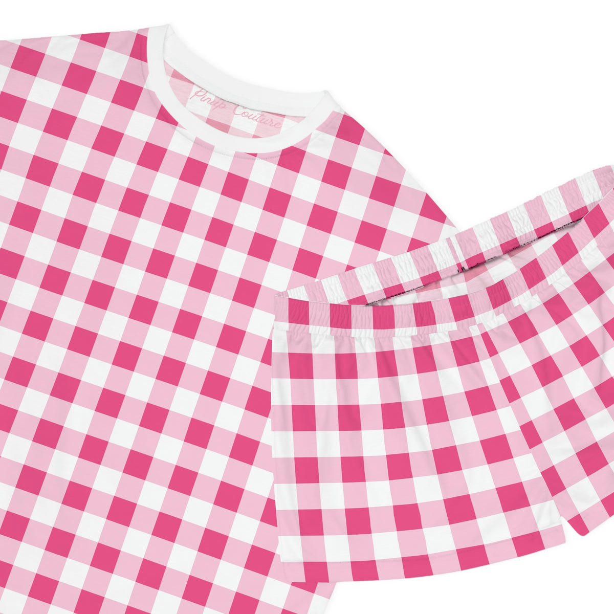 TGIF Sleepover PJs in Everything Nice Pink Gingham Tee & Pajama Shorts-Set