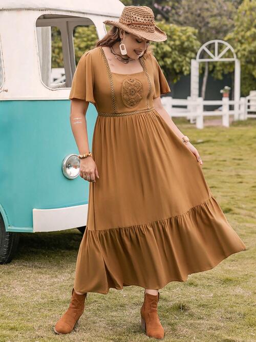 Nina Apache 70's Plus Size Ruffle Hem Dress | 2 Colors