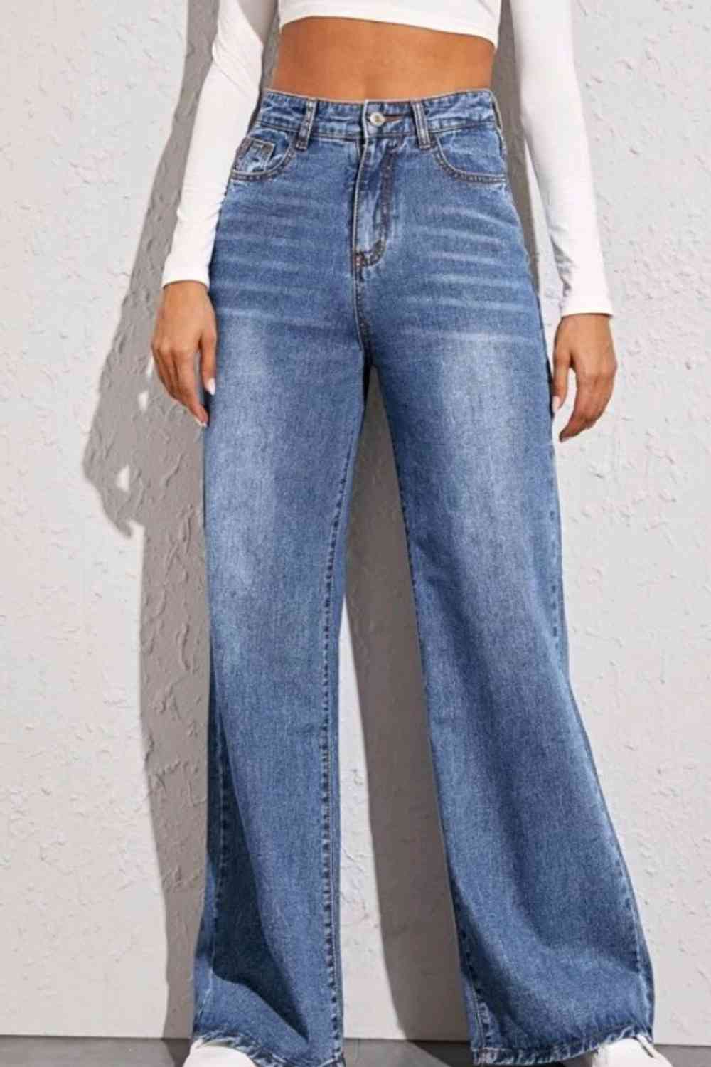 Jersey Girl 70's High Waist Wide Leg Denim Jeans