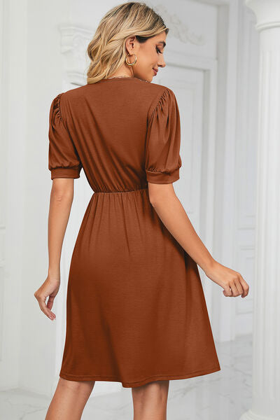 Calipso V-Neck Puff Sleeve Dress | 8 Colors