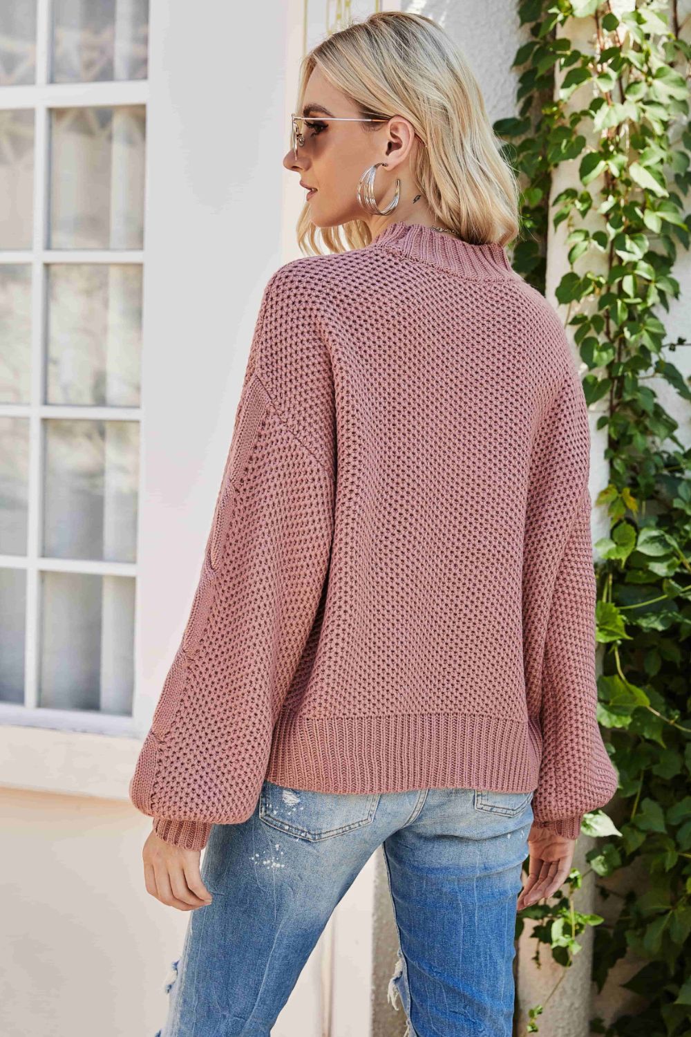 Twist and Knit Oversized Cable Knit  Sweater in Pink, Green, or Brown