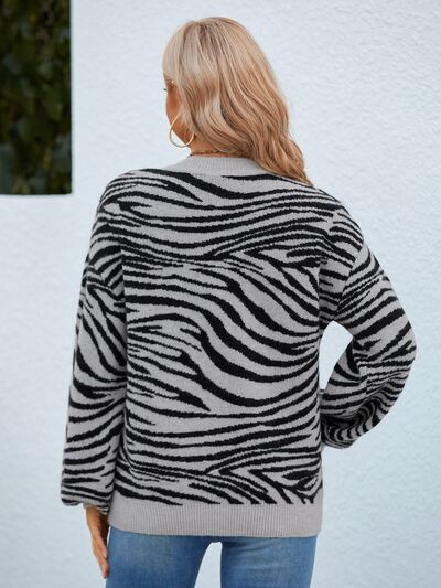 Deadly Zebra Print Oversized Acrylic Knit Sweater | Poundton