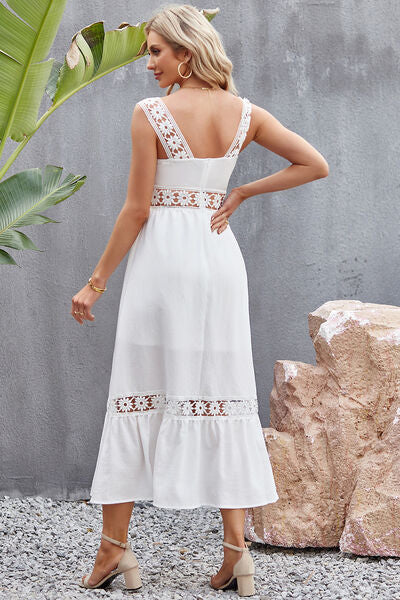 Felicity Flower Crochet Wide Strap Midi Dress | 2 Colors