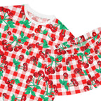 TGIF Sleepover PJs in Red & White Gingham Cherry Girl Tee & Pajama Shorts-Set