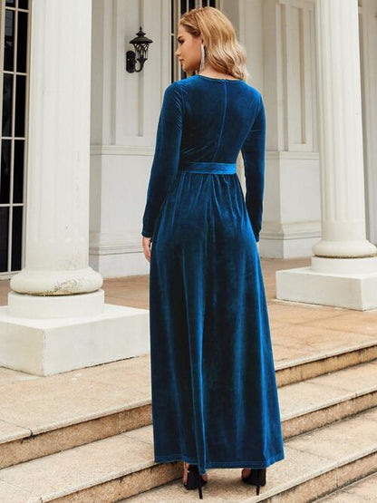 Luana First Lady Round Neck Long Sleeve Maxi Dress | 6 Colors