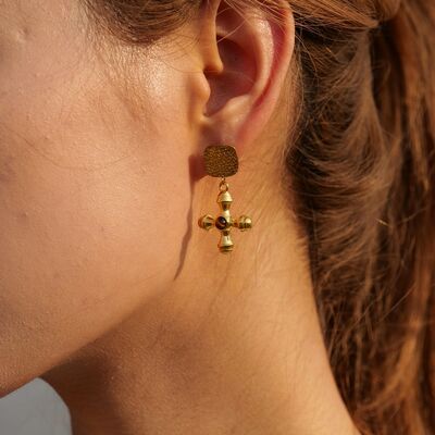 Liora Gold-Plated Stainless Steel Cross Shape Earrings | 2 Colors