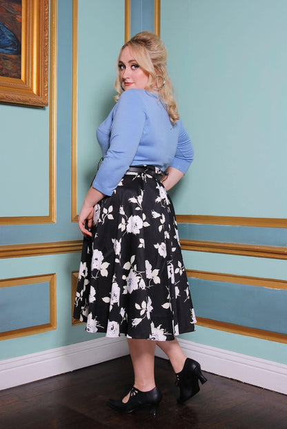 Sabrina Top in Light Blue Ponte | Laura Byrnes California - pinupgirlclothing.com