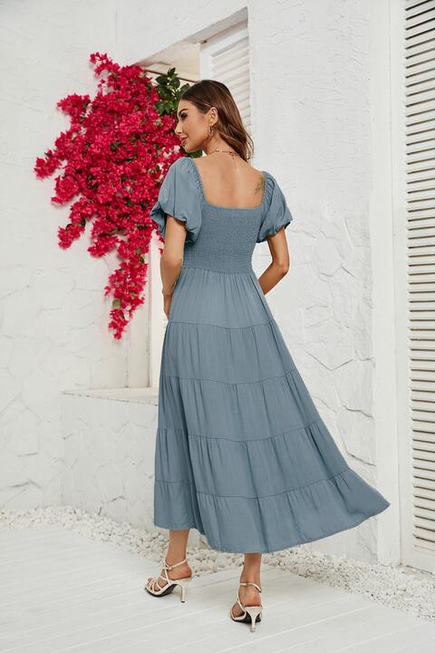 Sloane Smocked Square Neck Tiered Dress | 6 Colors | Poundton