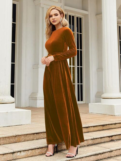 Luana First Lady Round Neck Long Sleeve Maxi Dress | 6 Colors