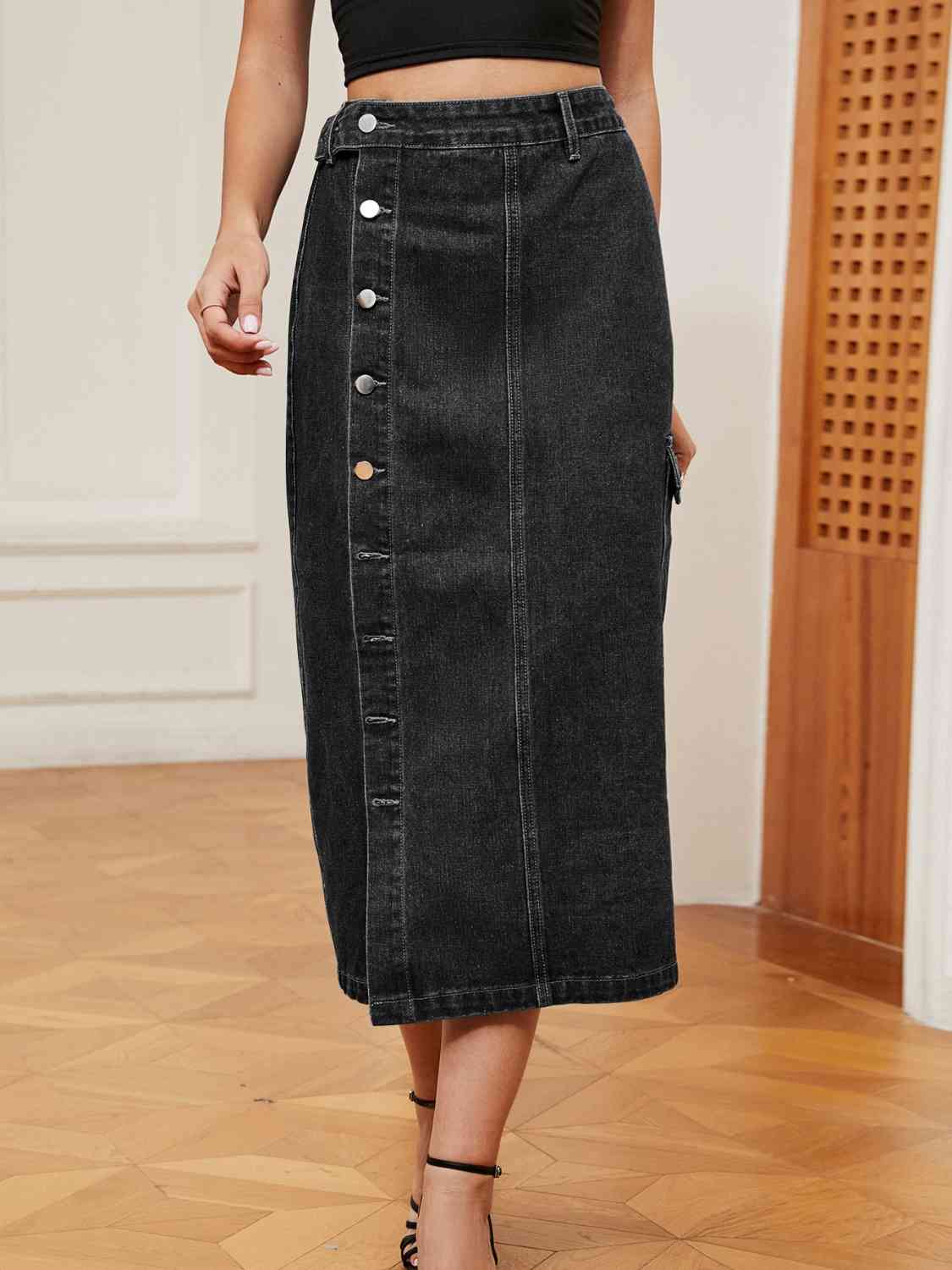 Route 66 Button Denim Skirt | 2 colors