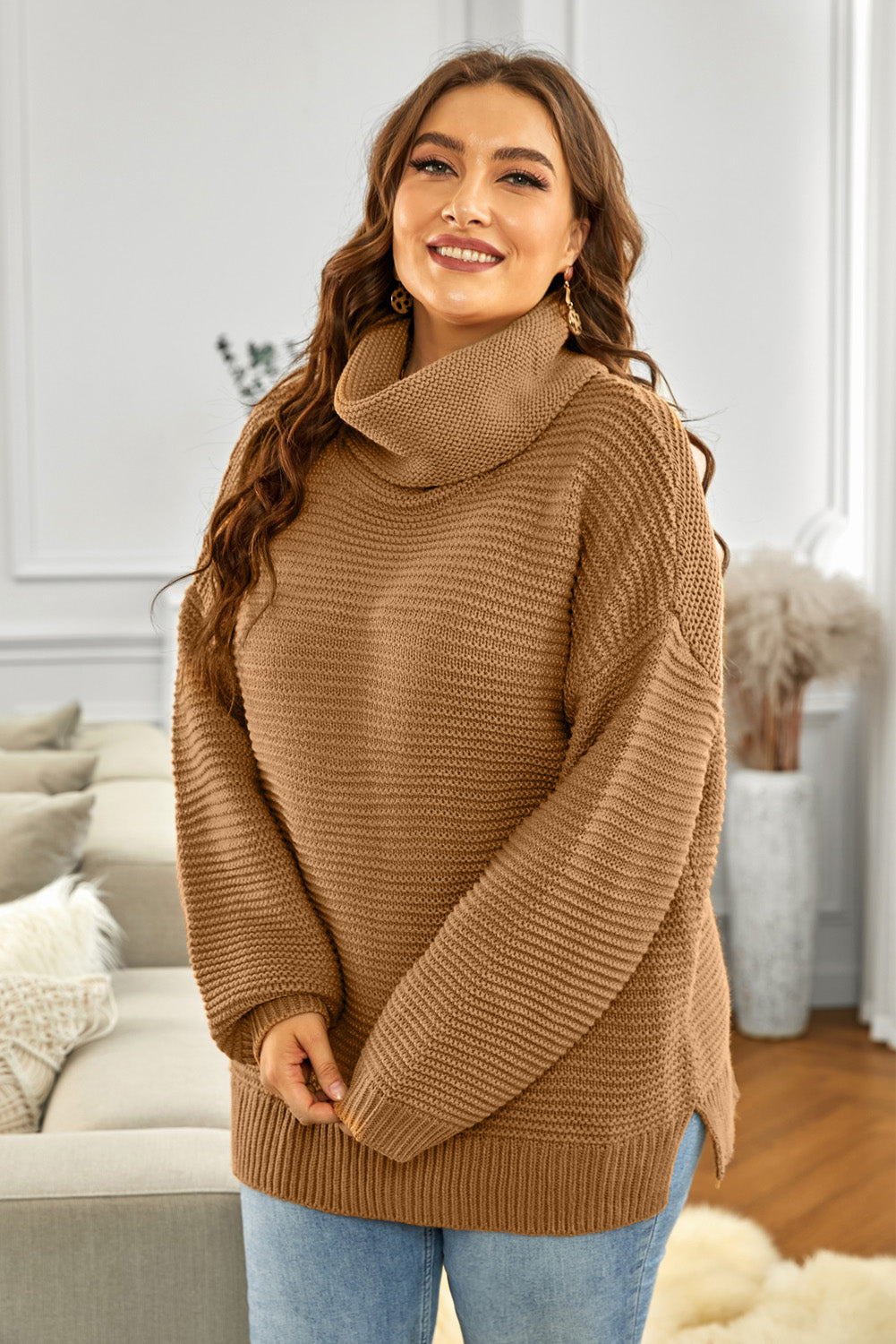 In The Thick Of It Rib-Knit Pullover Sweater in Tan, Black, White, Cream,  Gray, or Green