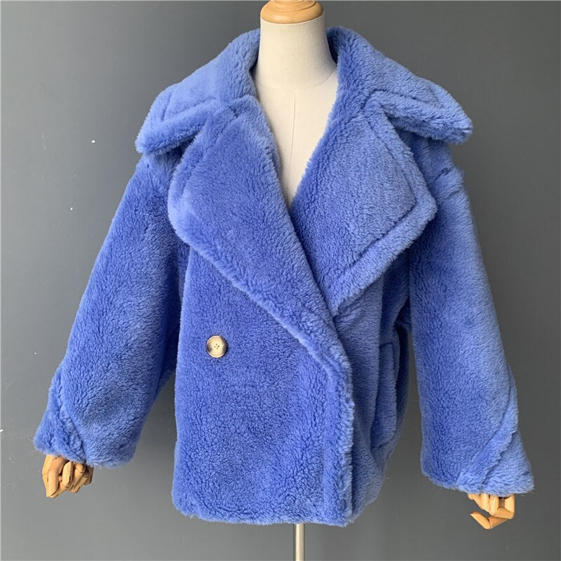 Genuine Wool Vintage Style Teddy Bear Fur Borgana Winter Coat