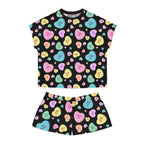 TGIF Sleepover PJs in Black Bitter Candy Hearts Tee & Pajama Shorts-Set