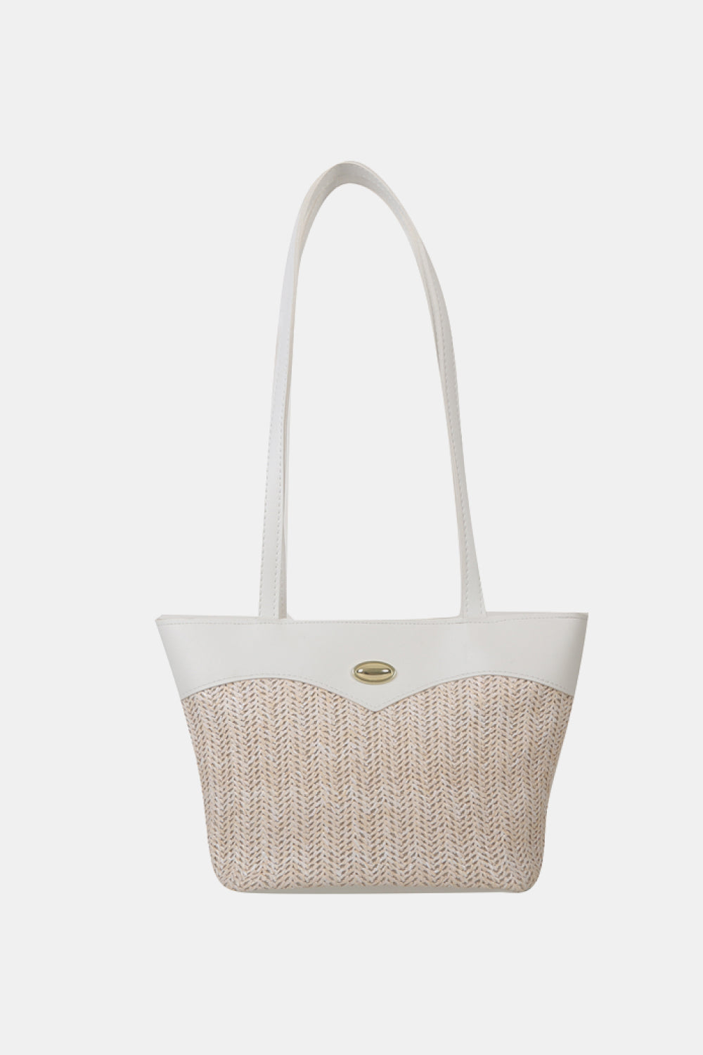 Cape Cod Vintage Woven Straw Two-Tone Tote Bag - Black, Olive or Ivory