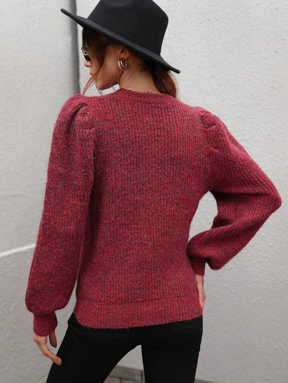 Miss Puff Lantern Sleeve Sweater in Red, Orange, Blue, or Green