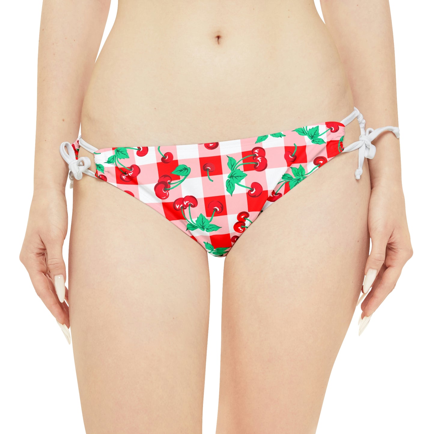 Alex Red Gingham Vintage Cherry Print Strappy Bikini Set | Pinup Couture Swim