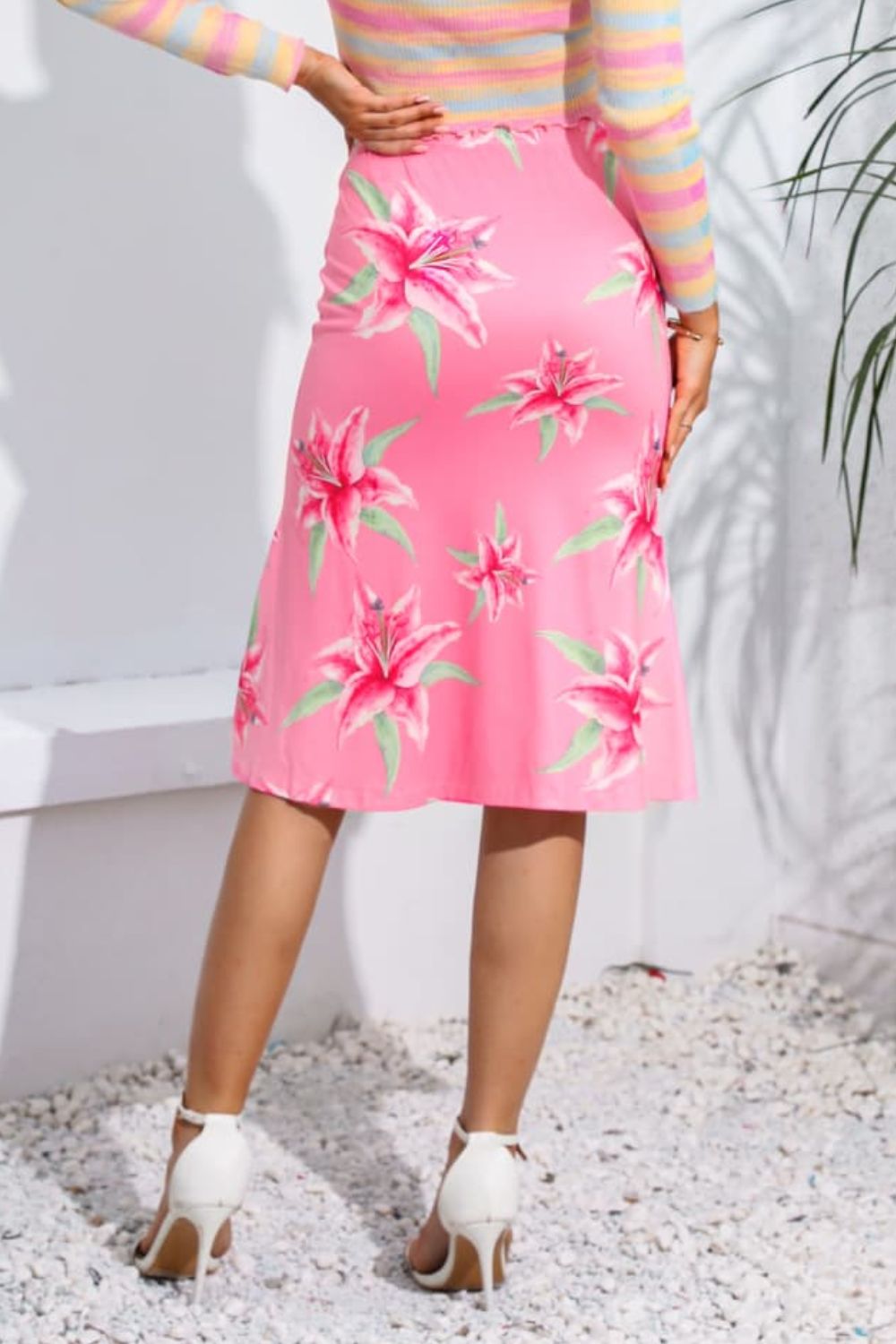 In Bloom Carnation Pink Knee-Length Skirt