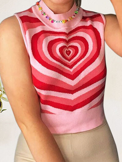 Lucky Heart Graphic Mock Neck Sweater Vest | 3 Colors | Poundton