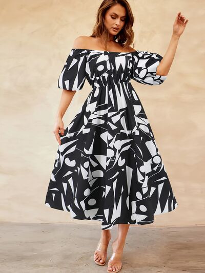 Peggy Printed Off-Shoulder Balloon Sleeve Dress | 4 Colors