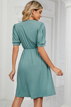 Calipso V-Neck Puff Sleeve Dress | 8 Colors