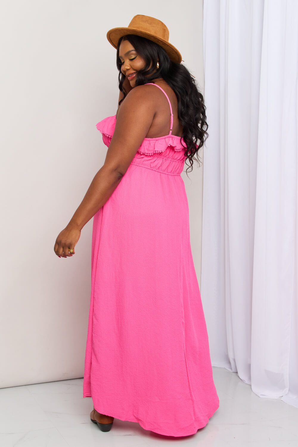 May Your Cup Run Fuchsia Maxi Dress with Smocked Bust