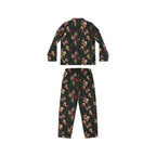 Pajama Game in Dark Bella Roses Satin 2 Piece Button Up PJ Set