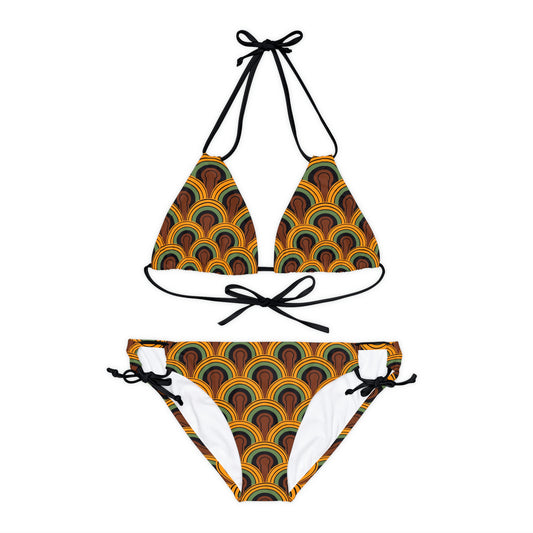 Alex 1970s Room 237 Print Strappy Bikini Set  | Pinup Couture Swim