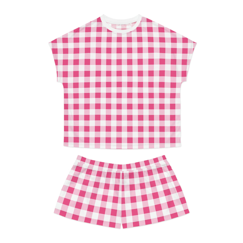 TGIF Sleepover PJs in Everything Nice Pink Gingham Tee & Pajama Shorts-Set
