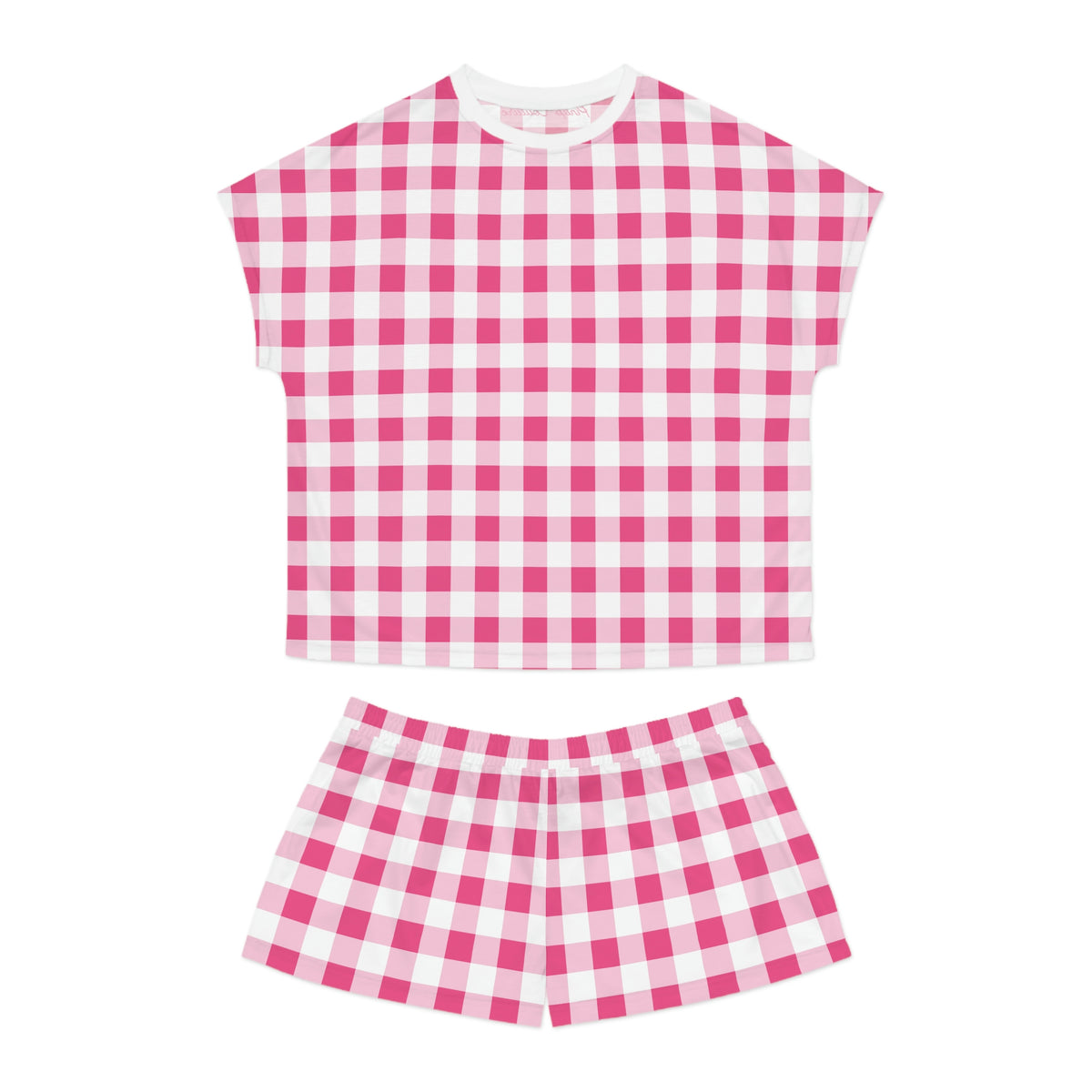 TGIF Sleepover PJs in Everything Nice Pink Gingham Tee & Pajama Shorts-Set