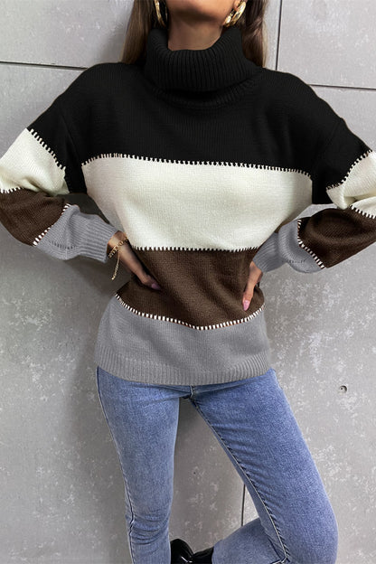 Karen Turtleneck Sweater with Billowing Lantern Sleeve | 4 Colors