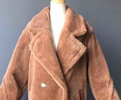 Genuine Wool Vintage Style Teddy Bear Fur Borgana Winter Coat