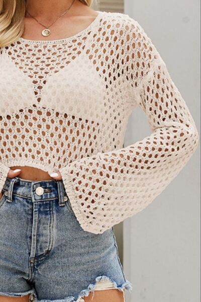 Octavia Openwork Round Neck Dropped Shoulder Knit Top | 5 Colors