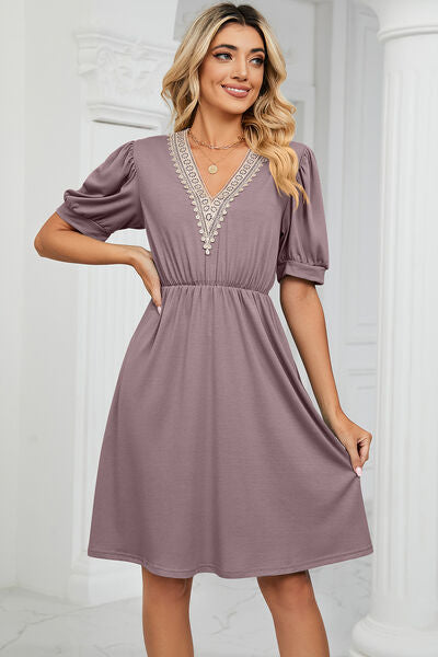 Calipso V-Neck Puff Sleeve Dress | 8 Colors