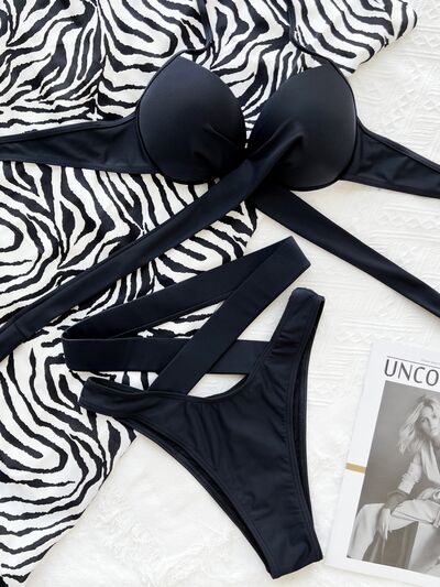 Azadeh Cross Halter Neck Bikini Set | 2 Colors