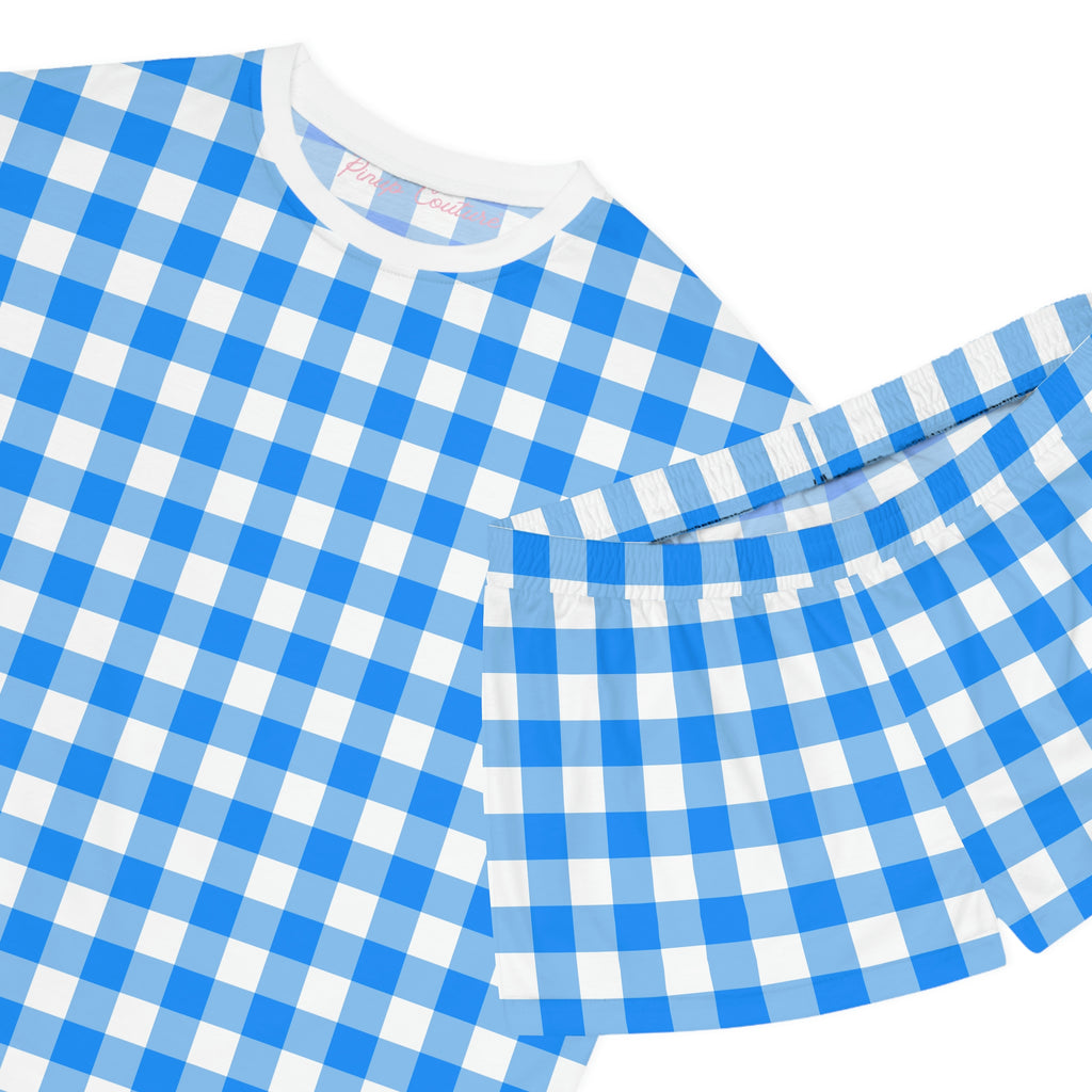 TGIF Sleepover PJs in Beyond Blue Gingham Tee & Pajama Shorts-Set