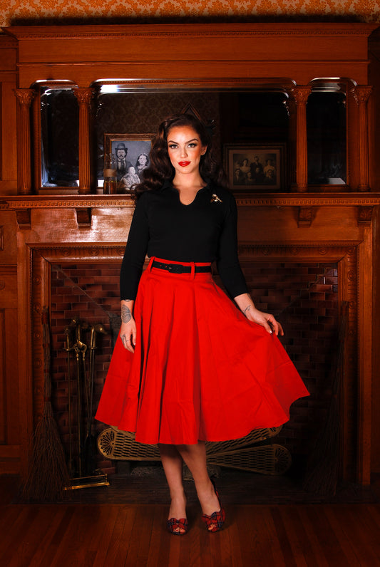 Final Sale - Doris Vintage Swing Skirt with Pockets in Red |  Pinup Couture