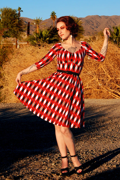 Kayla Swing Dress in Bad Girl Harlequin | Deadly Dames