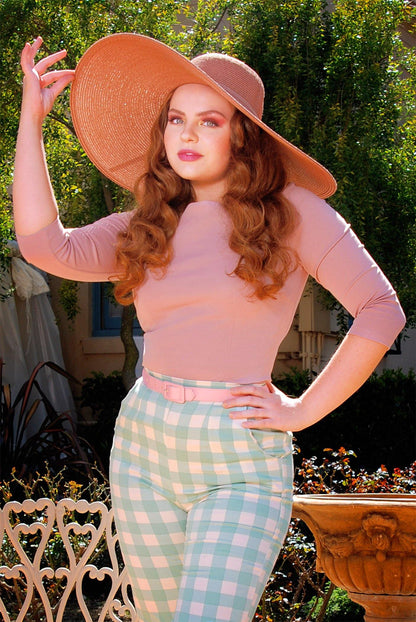 Sabrina Top in Rose Ponte | Laura Byrnes California - pinupgirlclothing.com