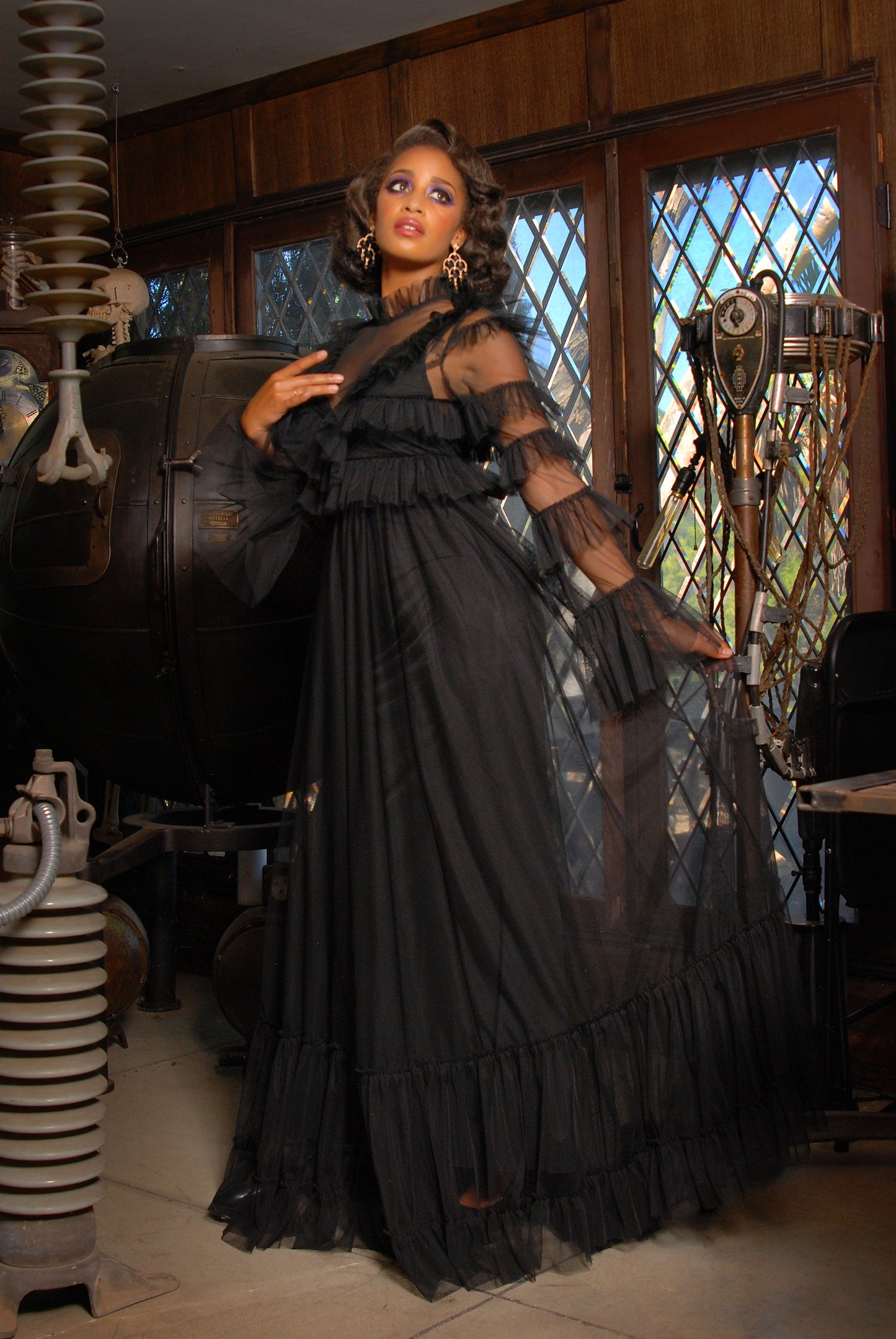 Final Sale - Gothic Glamour Marissa Edwardian Empire Waist Maxi Gown in Black